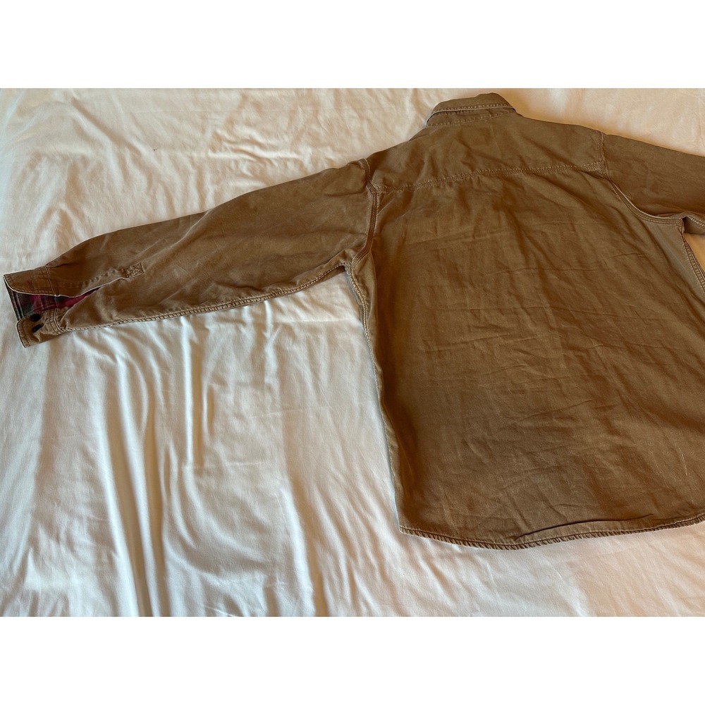 LL Bean Mens Flannel Lined Canvas Shirt Jacket Brown Plaid L-REG O‎ BDY9 - Picture 10 of 10